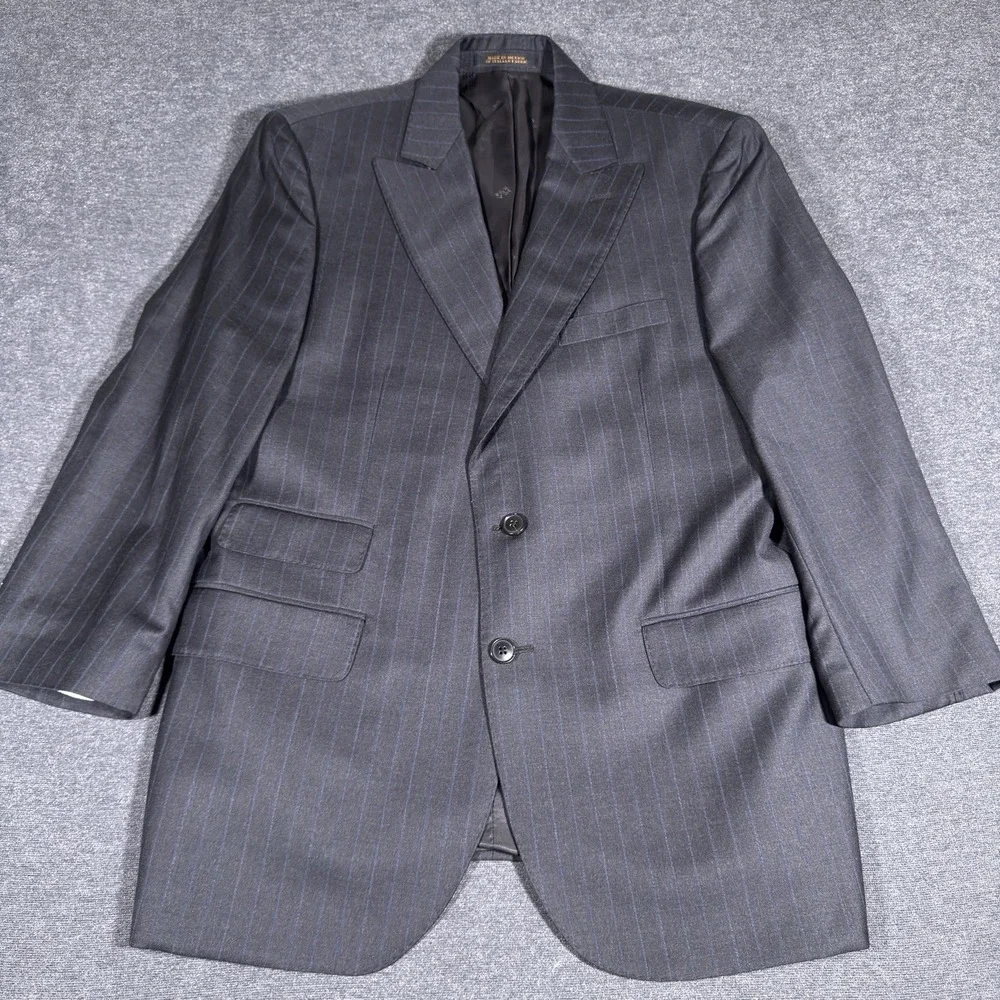 Jos A Bank Reserve Blazer 42R Navy Blue Pinstripe‎ Reda 1865 100% Wool Jacket